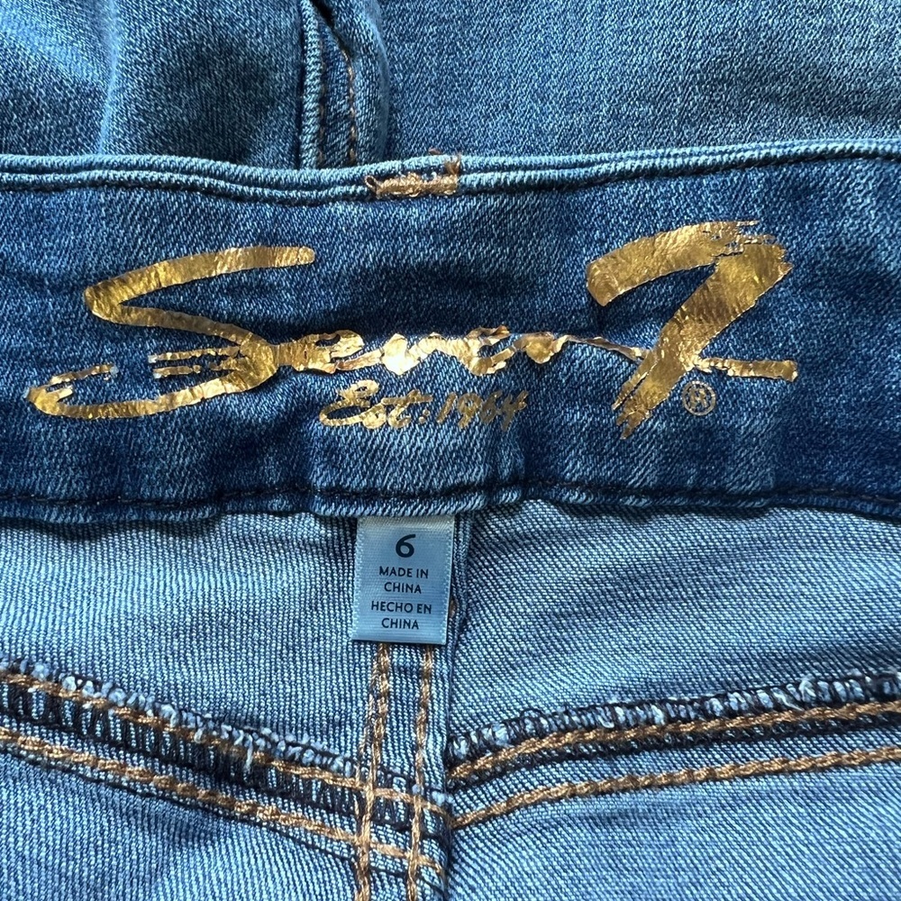 Seven7 Blue tummy less high rise Skinny Distressed Jeans 6 - Picture 2 of 7